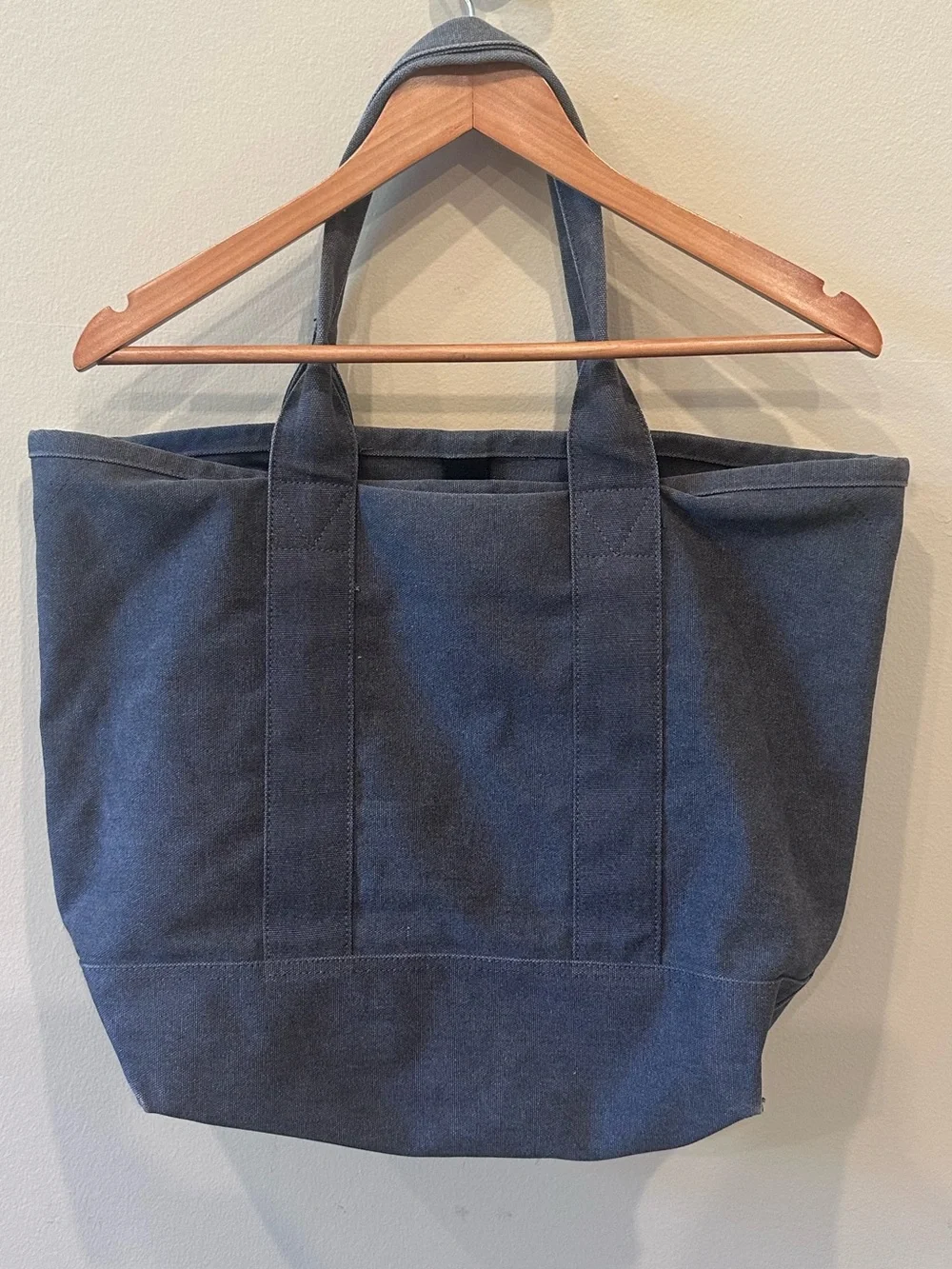 TOMS Gray Canvas Tote Bag Large Everyday Travel Work Beach Shopper Carryall
